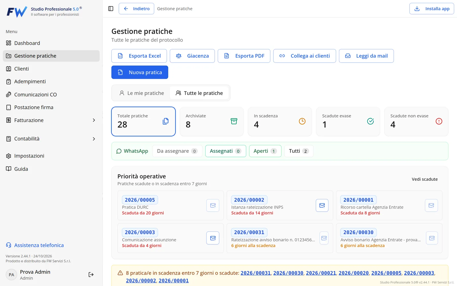 Gestione pratiche in Studio Professionale 5.0